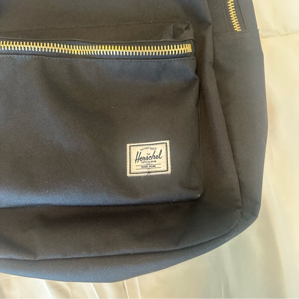 Herschel Supply Company Black Classic Backpack with Red & White Stripped Lining - Picture 3 of 8